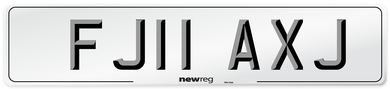 FJ11 AXJ Number Plate from New Reg